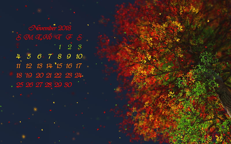 Fall Rainbow Tree October 2018 Calendars, HD wallpaper