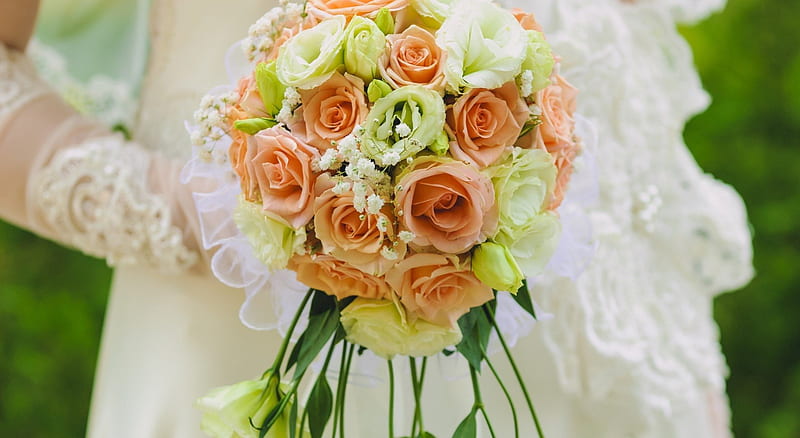 * Wedding bouquet *, bouquet, bride, flowers, roses, wedding, HD