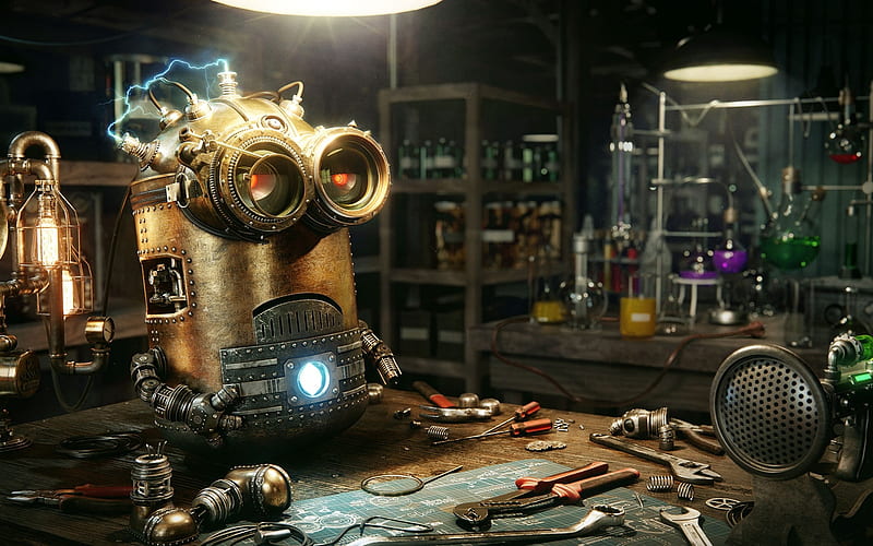 Kevin, robot, minion, Despicable Me, steampunk, 2017 movies, minions, HD wallpaper