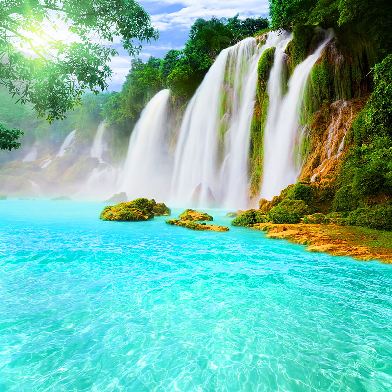 Cascada, bonito, naturaleza, tropical, Fondo de pantalla de teléfono HD |  Peakpx