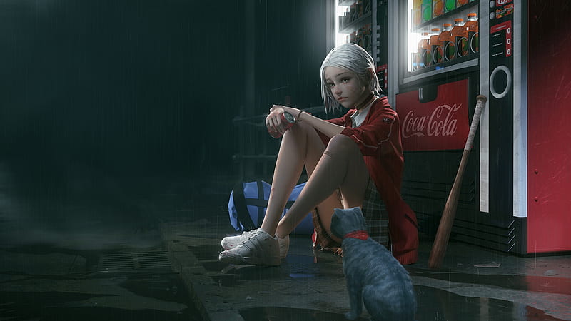 1920x1080px 1080p Descarga Gratis Rui Li Fantasía Niña Luminos Coca Cola Gato 1555