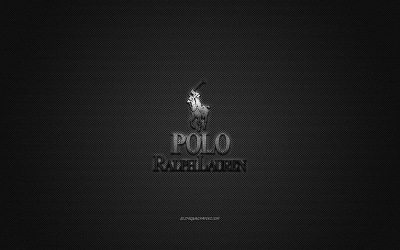 Polo Ralph Lauren logo, metal emblem, apparel brand, black carbon texture, global apparel brands, Polo Ralph Lauren, fashion concept, Polo Ralph Lauren emblem, HD wallpaper