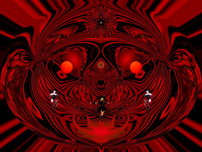 Dancing With the Devil, 3d, fractal, collage, abstract, eye candy, HD wallpaper