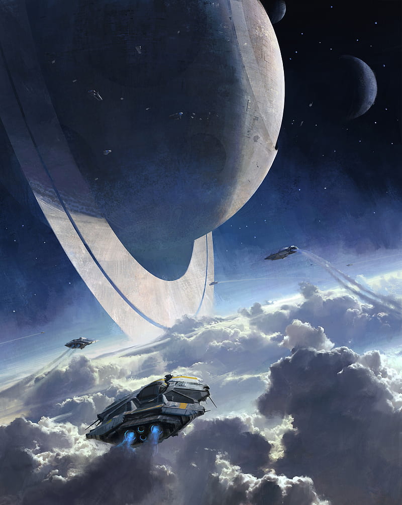 Planet Futuristic Spaceship Hd Phone Wallpaper Peakpx