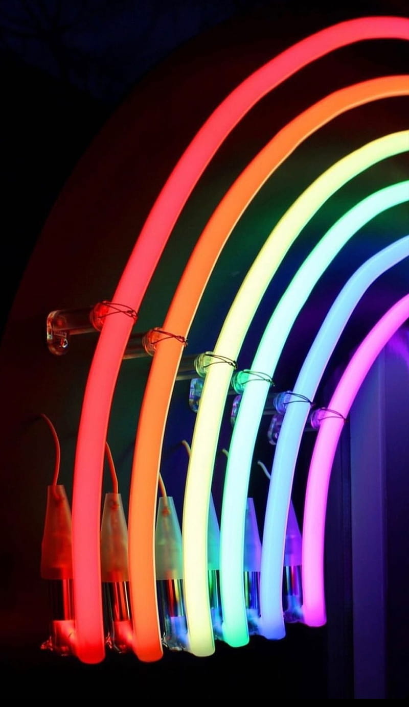 Neon Rainbow, abstract, afterhour, lights, pub, HD phone wallpaper
