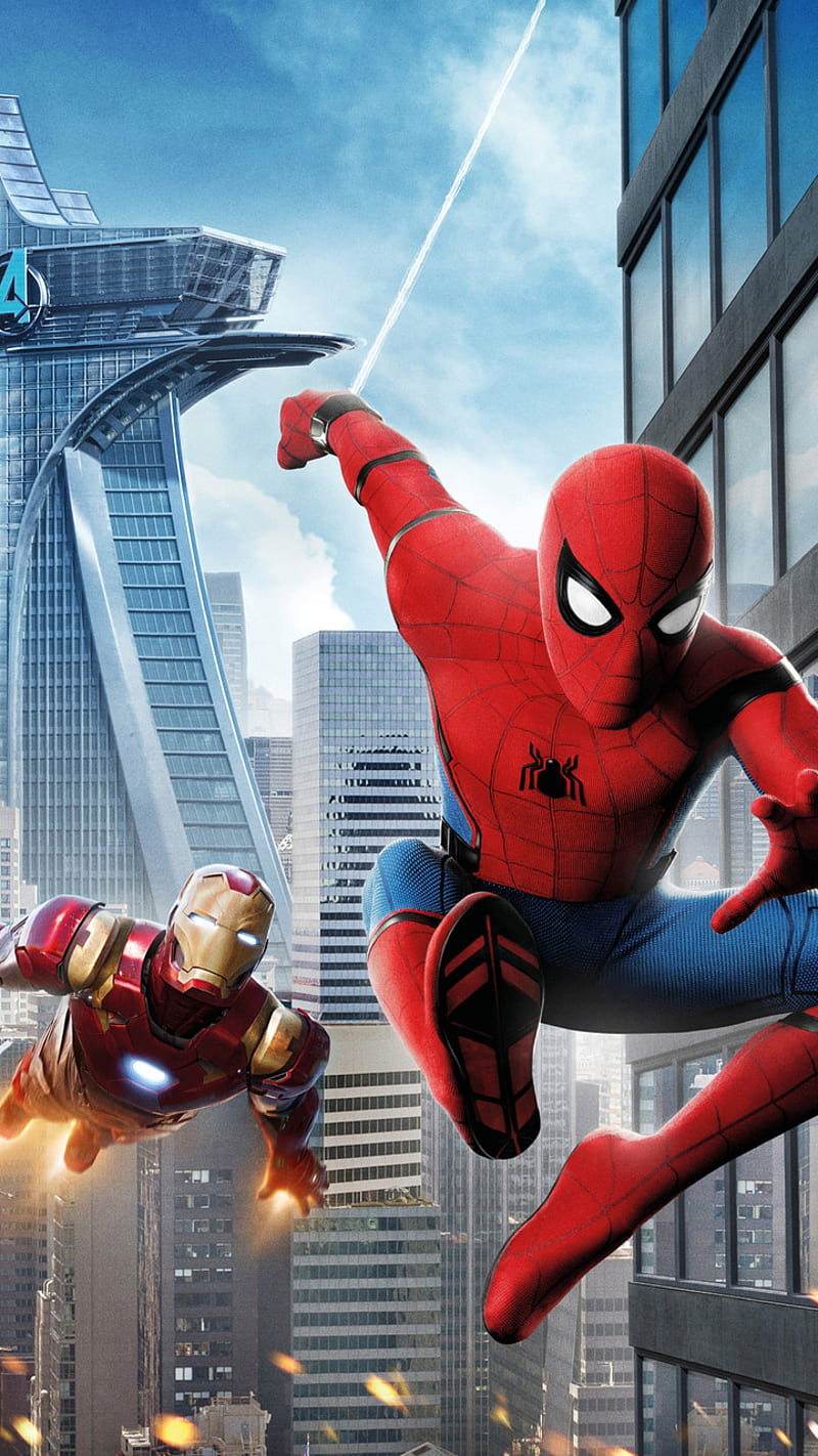 Spider-Man Swinging, homecoming, iron man, marvel, peter parker, spider man, spidey, tom holland, HD phone wallpaper