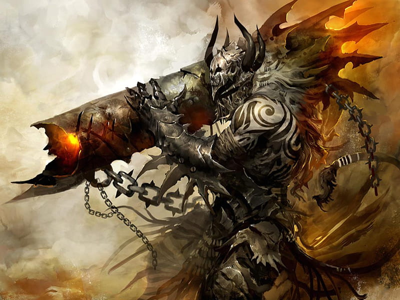 Orc Berserker, armor, fire, dark, strong, orc, berserker, HD wallpaper
