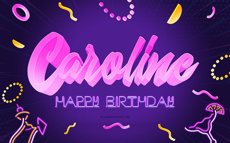 Happy Birtay Caroline Purple Party Background, Caroline, creative art, Happy Caroline birtay, Caroline name, Caroline Birtay, Birtay Party Background, HD wallpaper