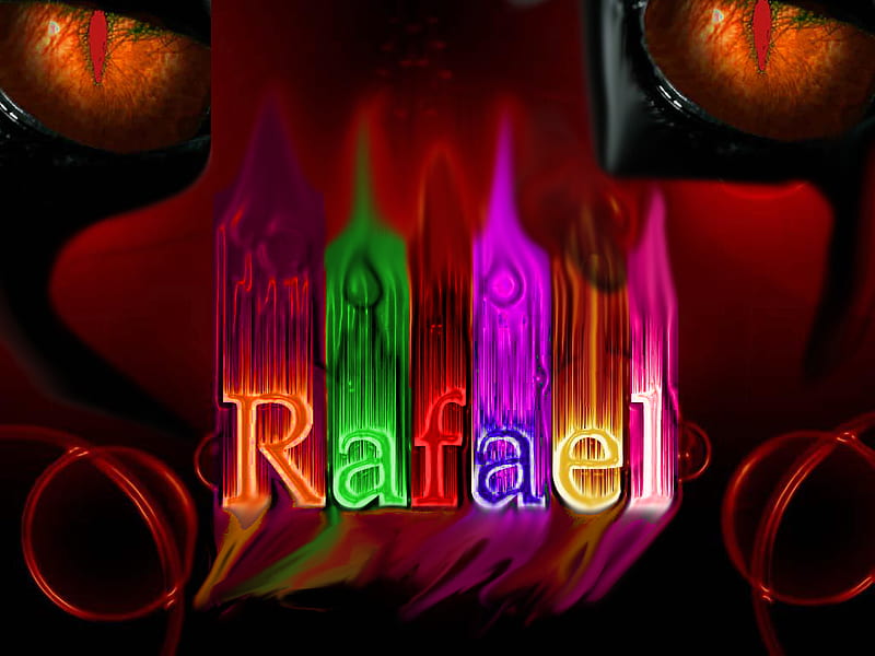 rafael, black, red, name, eyes, HD wallpaper