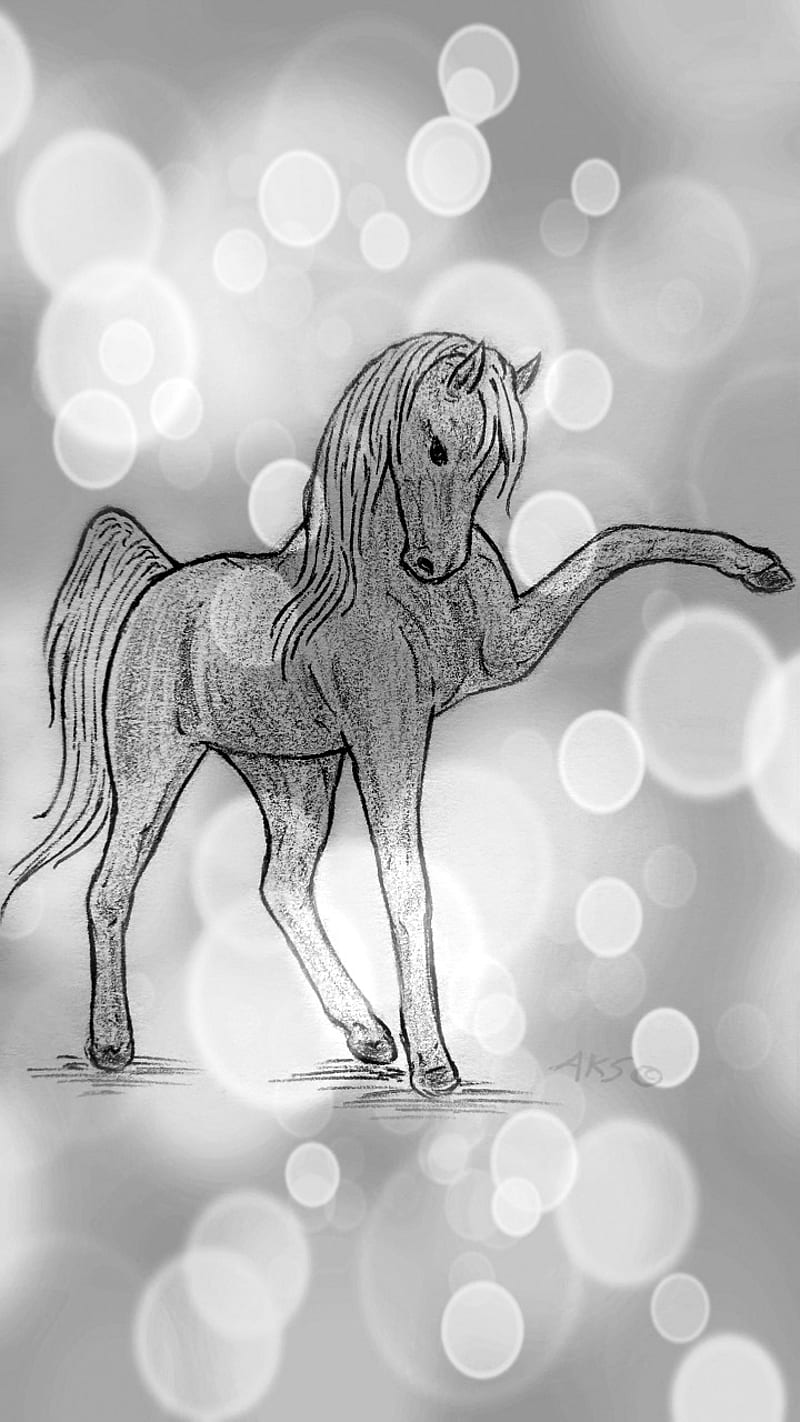 Dancing Horse Art, bubbles, dance, dancer, drawn, equine, gray, gris, motion, HD phone wallpaper