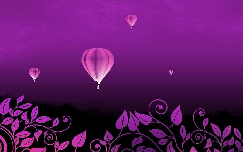 Hot air balloon, flower, balloon, purple, air, HD wallpaper