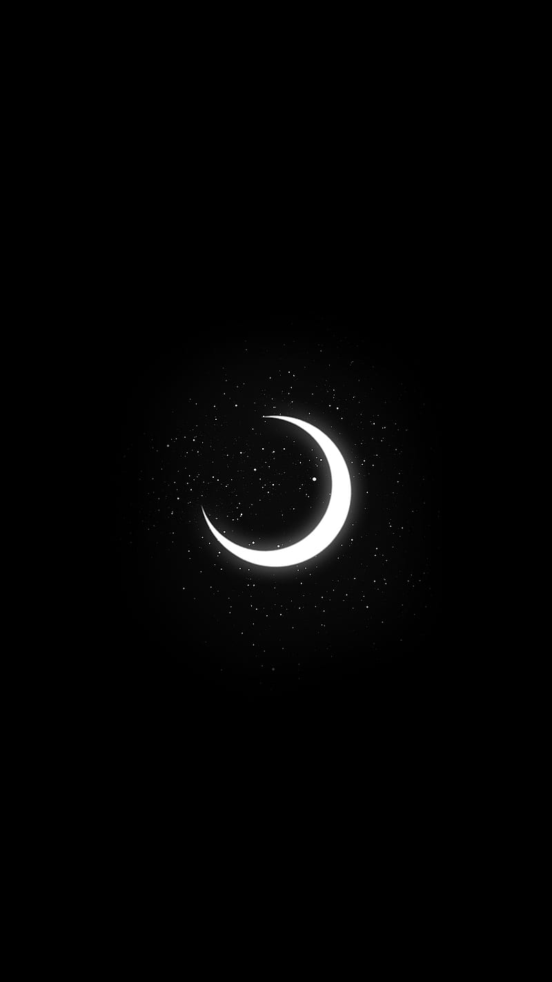 Moon, 2017, black, nature, sky, stars, white, HD phone wallpaper