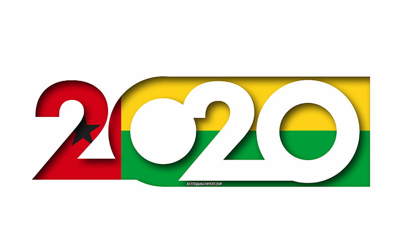 Guinea-Bissau 2020, Flag of Guinea-Bissau, white background, Guinea-Bissau, 3d art, 2020 concepts, Guinea-Bissau flag, 2020 New Year, 2020 Guinea-Bissau flag, HD wallpaper