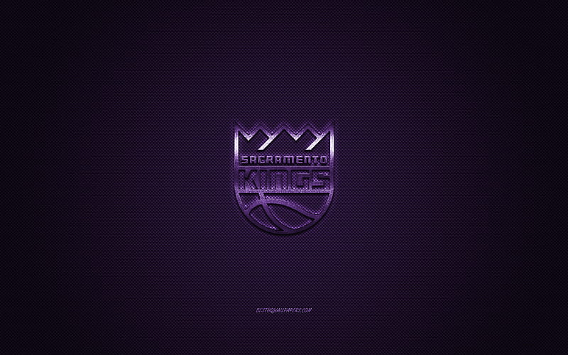 Sacramento Kings, American basketball club, NBA, purple logo, purple carbon fiber background, basketball, Sacramento, California, USA, National Basketball Association, Sacramento Kings logo, HD wallpaper