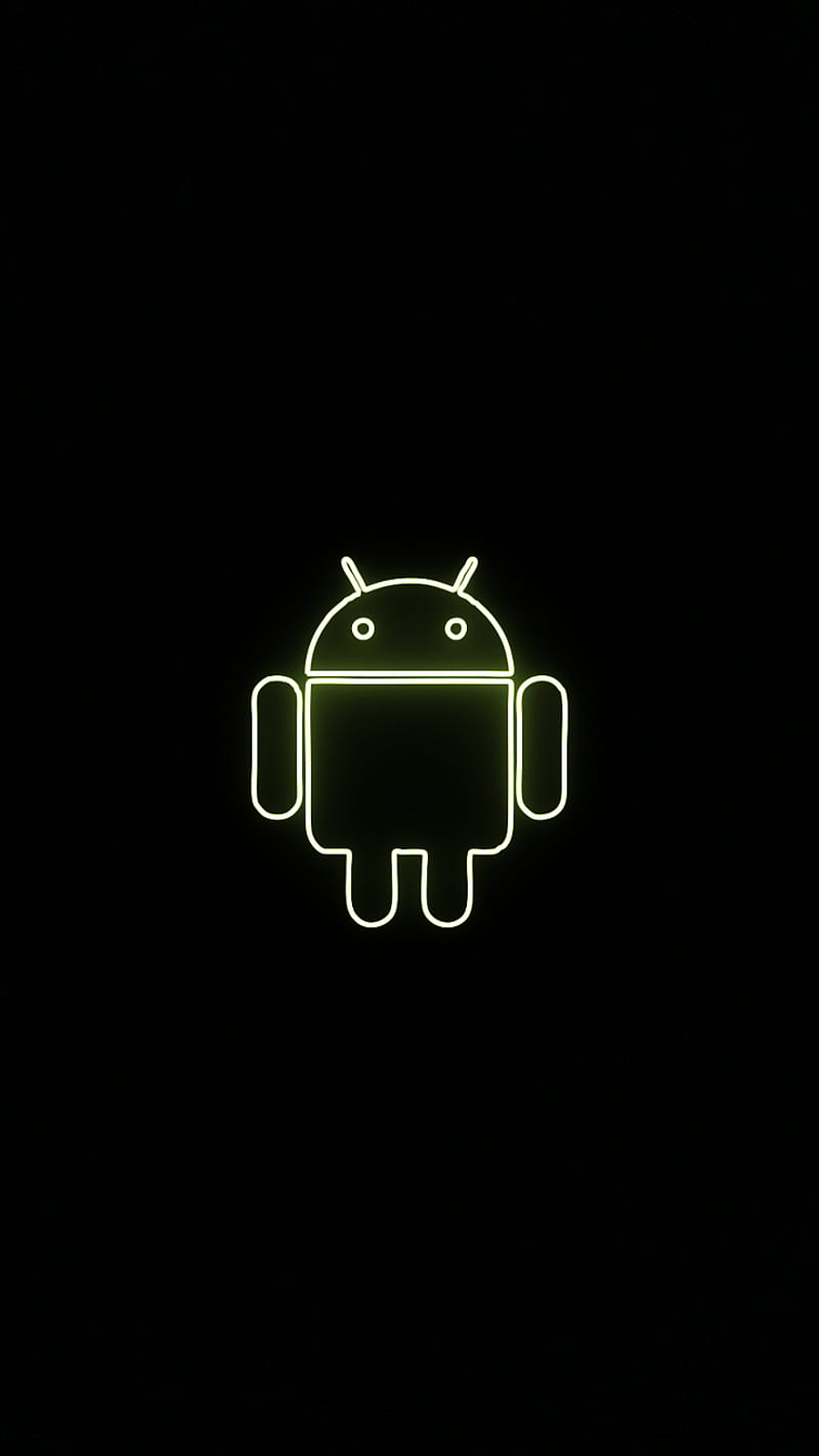 Android Style Yellow, amarelo, black, preto, andro, robot, robo, samsung, technology, HD phone wallpaper