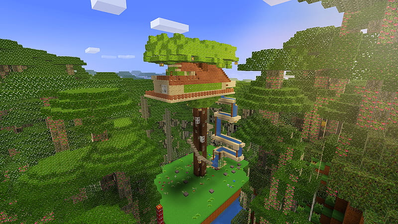 Bonita casa en el árbol: qué construir en realmcraft juego de estilo  minecraft, Fondo de pantalla HD | Peakpx
