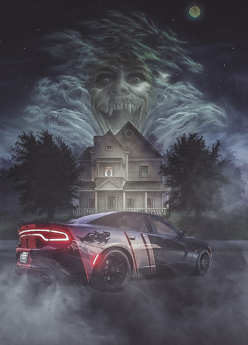 DODGE CHARGER HALLOWEE, spirit, mopar, house, haunted house, cars, ghost, haunted, car, scary, Halloween, automotive, fog, HD phone wallpaper
