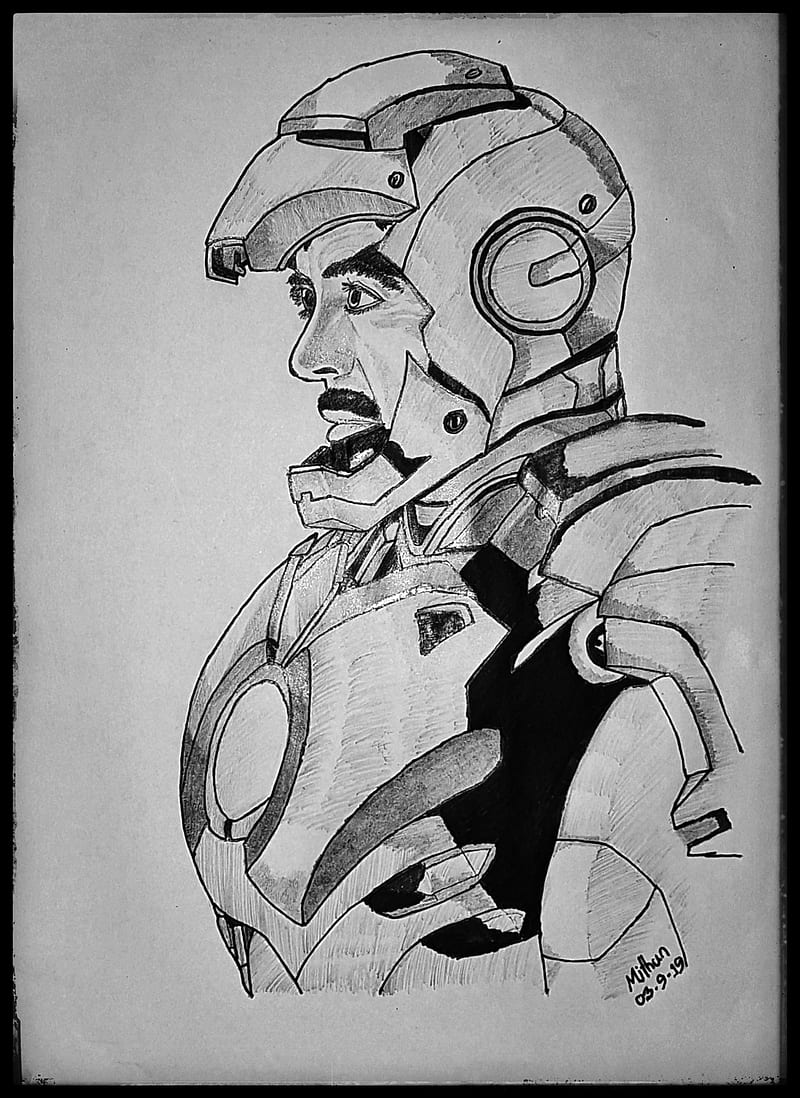 Iron man sketch, art, drawing, iron man, marvel, painting, sketch ...