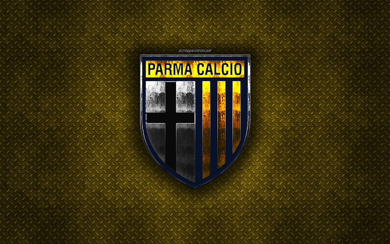 Parma Calcio 1913, Italian football club, yellow metal texture, metal logo, emblem, Parma, Italy, Serie A, creative art, football, HD wallpaper