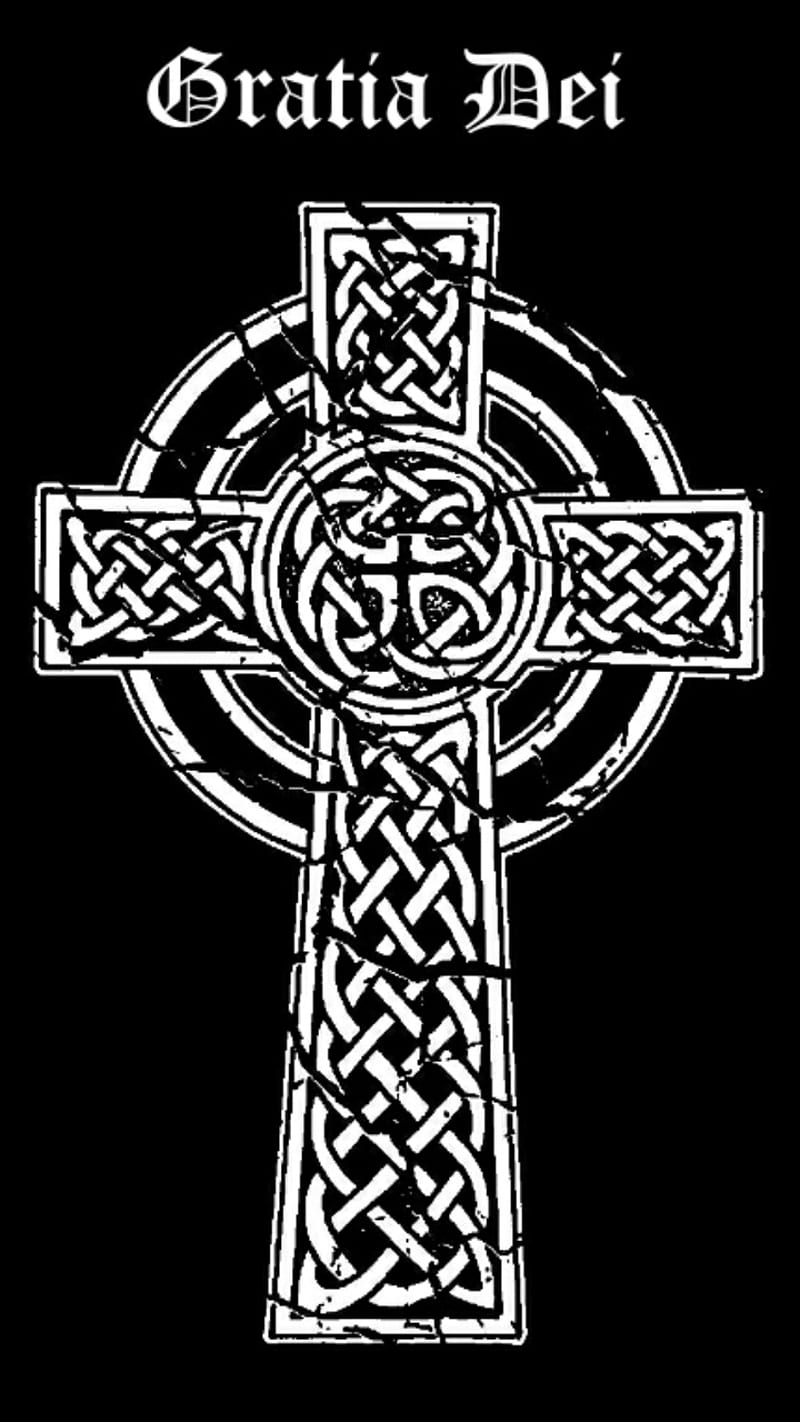 Celtic Cross, gratia dei, latin, HD phone wallpaper