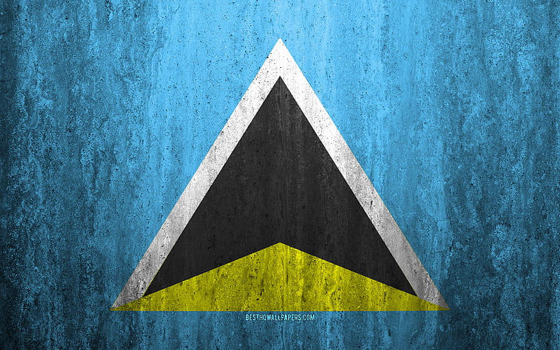 Flag of Saint Lucia stone background, grunge flag, North America, Saint Lucia flag, grunge art, national symbols, Saint Lucia, stone texture, HD wallpaper