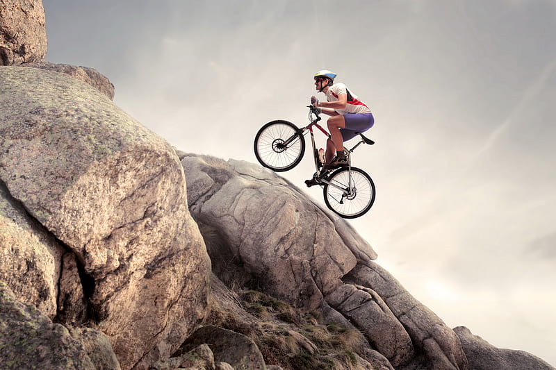Rock Climbing Cycle, cycle, rock, HD wallpaper