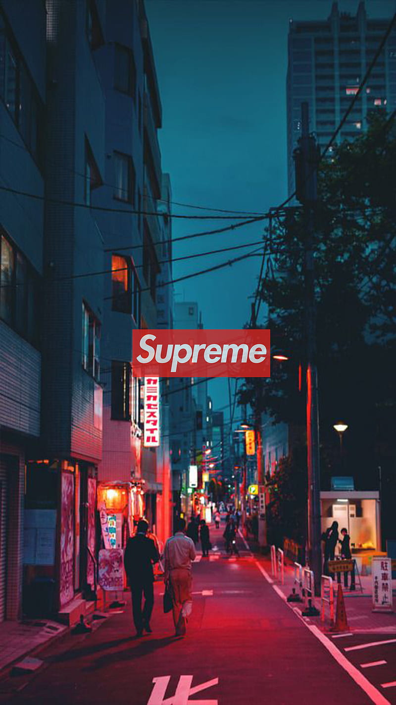 supreme tokyo, brands, city, hypebeast, light, night, HD phone wallpaper