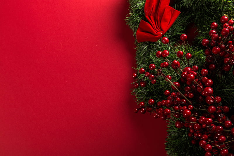 christmas, red background, HD wallpaper