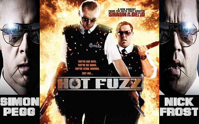 Hot Fuzz, simon pegg, comedy, action, HD wallpaper