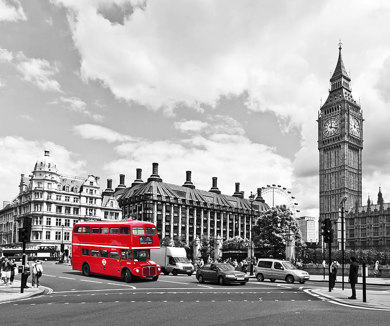 London, bus, england, great britain, gris, red, united kingdom, HD wallpaper