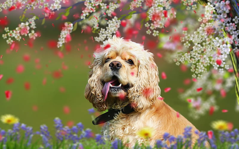 English Cocker Spaniel, curly dog, cute dogs, pets, HD wallpaper