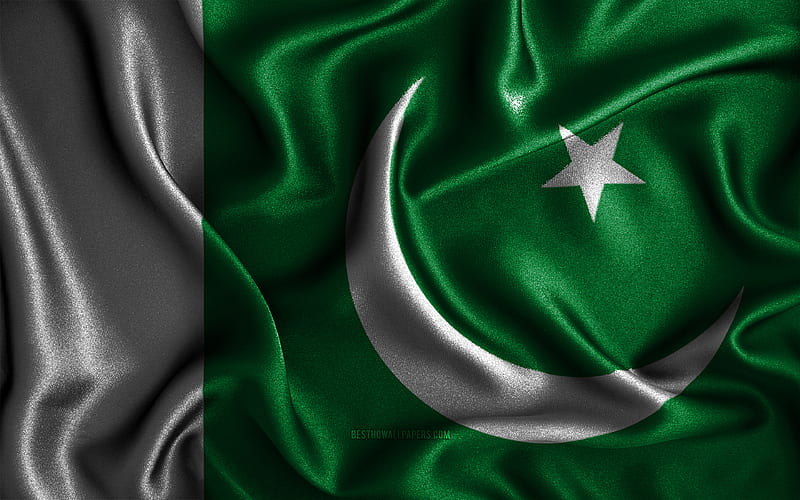 Pakistani flag silk wavy flags, Asian countries, national symbols, Flag of Pakistan, fabric flags, Pakistan flag, 3D art, Pakistan, Asia, Pakistan 3D flag, HD wallpaper