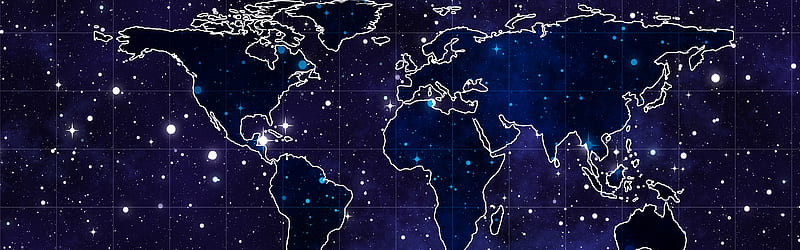 World Map, starry, space U ,, World Map Dual Monitor, HD wallpaper