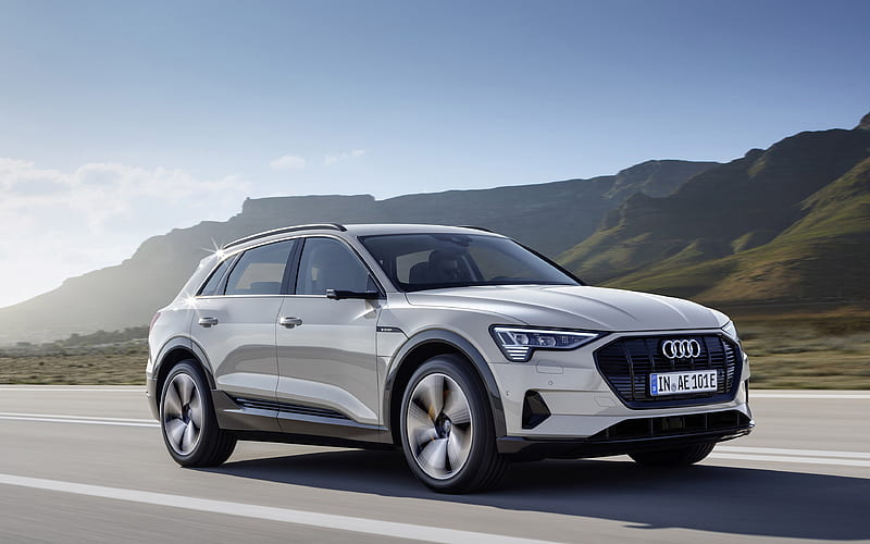2019, Audi E-Tron electric white crossover, exterior, new white E-Tron, German cars, electric cars, Audi, HD wallpaper