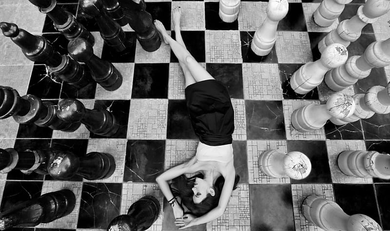 Chess, SHAH, WOMAN, BLACK, WHITE, HD wallpaper