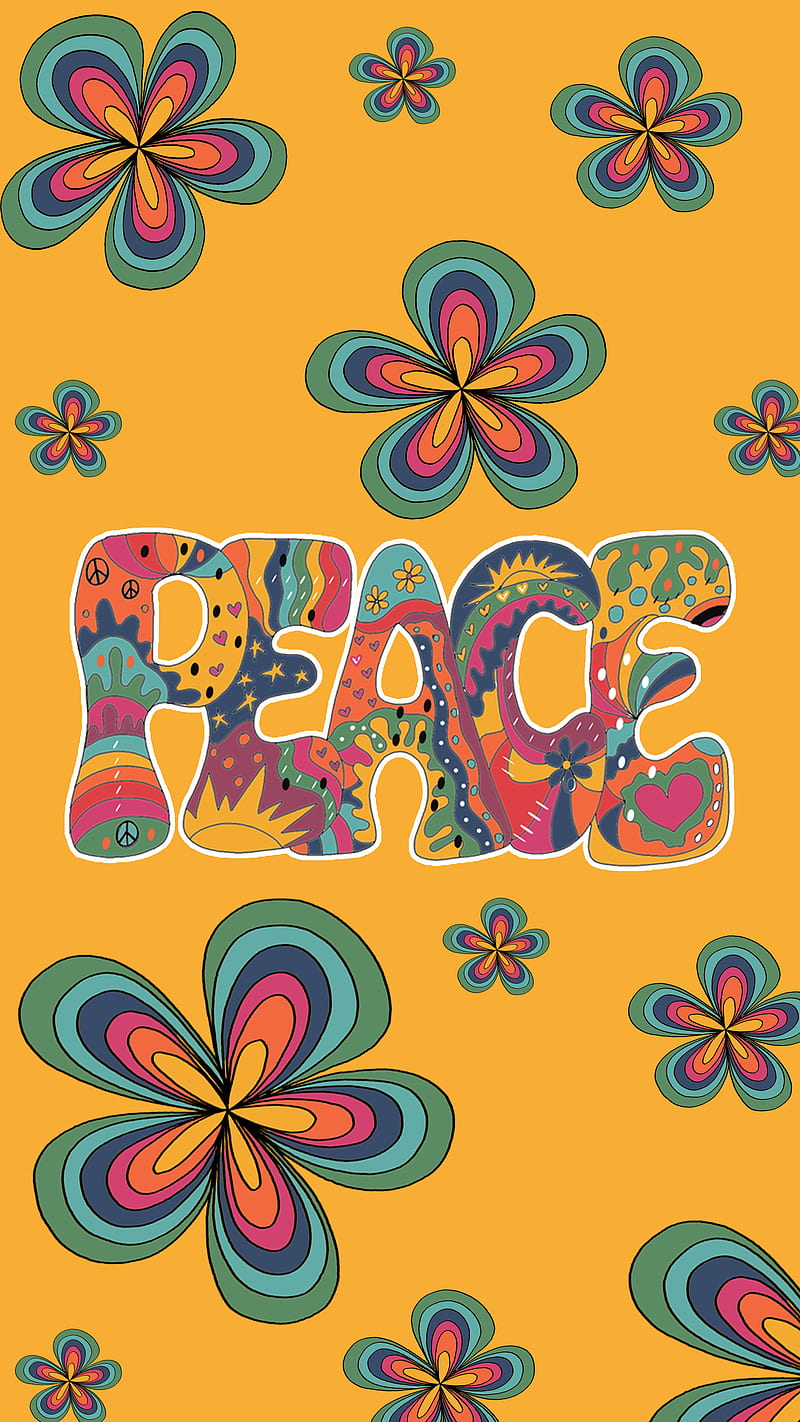 good vibes peace , Hippie, boho, dom, love, pop art, retro, soul, spirit, yellow, HD phone wallpaper