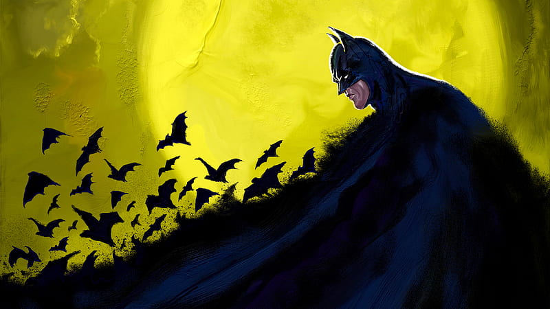 Batman In Bats Yellow Background Batman, HD wallpaper | Peakpx