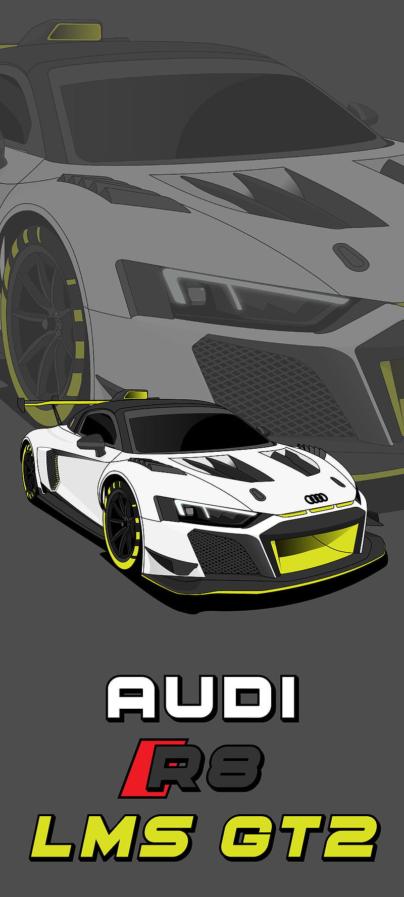 AUDI R8 LMS GT2, artwork, german, illustration, motorsport, racecar, v10, HD phone wallpaper