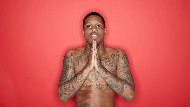 Lil Durk Is Having Tattoos On Body Standing In Red Background Lil Durk, HD wallpaper
