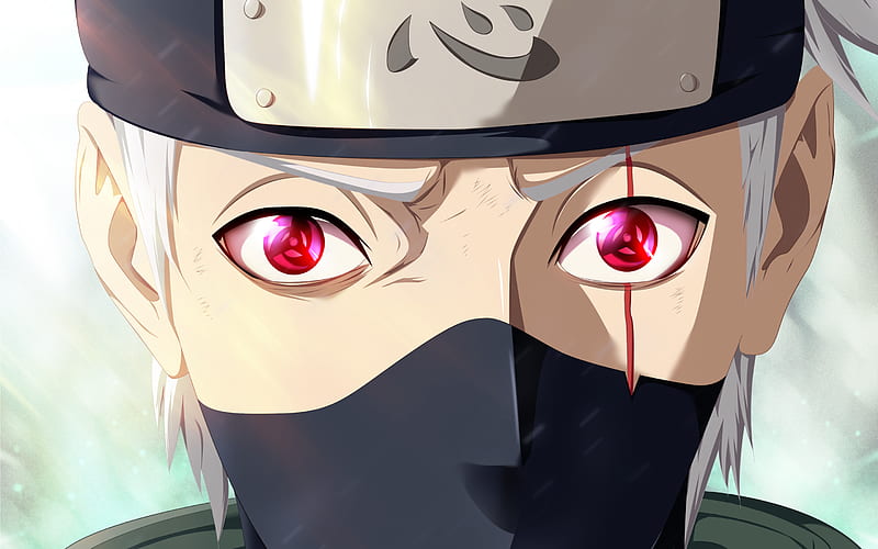 Kakashi Hatake, red eyes, shinobi, manga, Konohagakures Hatake clan, Naruto, HD wallpaper
