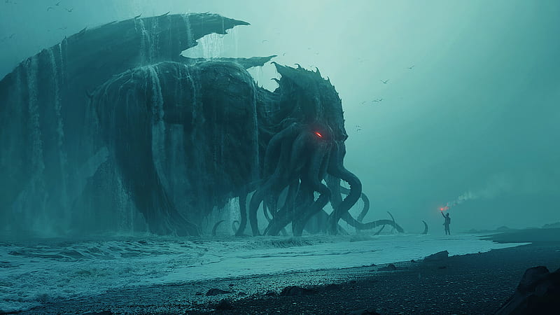 Beach Creature H.P. Lovecraft Sea Monster Cthulhu, HD wallpaper