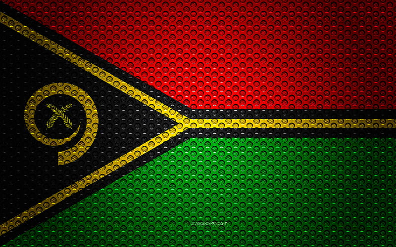 Flag of Vanuatu creative art, metal mesh texture, Vanuatu flag, national symbol, Vanuatu, Oceania, flags of Oceania countries, HD wallpaper