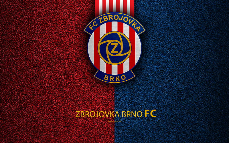 FC Zbrojovka Brno Czech football club, logo, Zbrojovka emblem, leather texture, Brno, Czech Republic, soccer, 1 Liga, Czech football championship, HD wallpaper