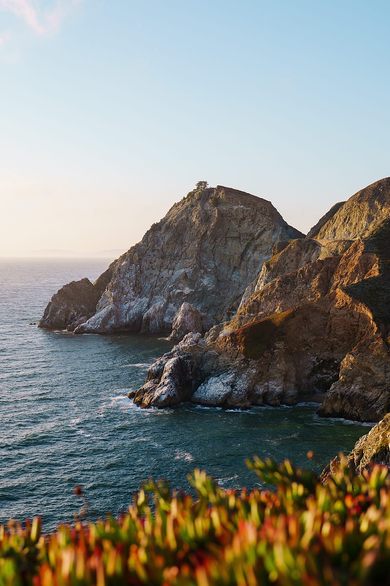ocean, rocks, coast, cliff, water, HD phone wallpaper