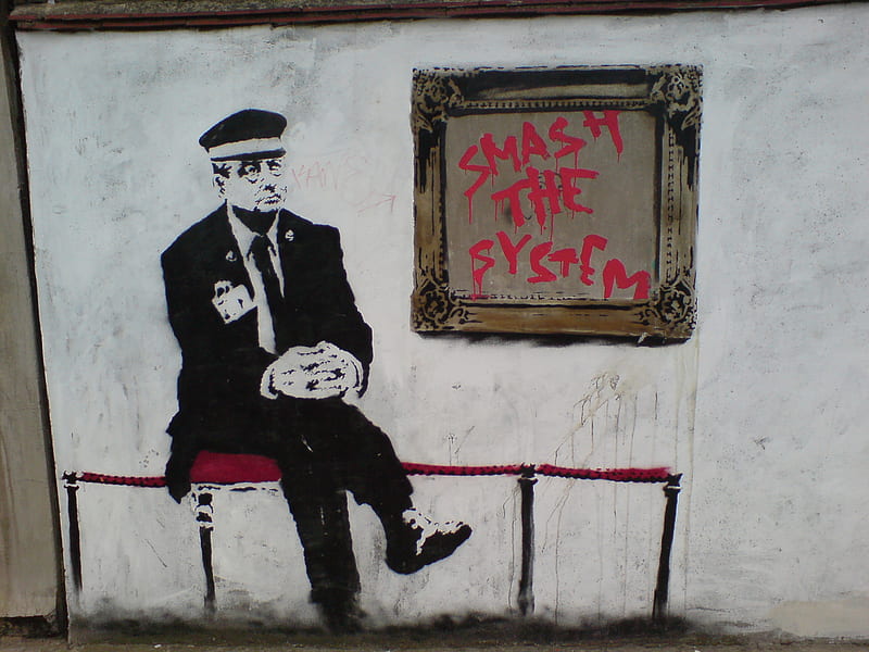 Smash the System, art, stencil, graffiti, HD wallpaper
