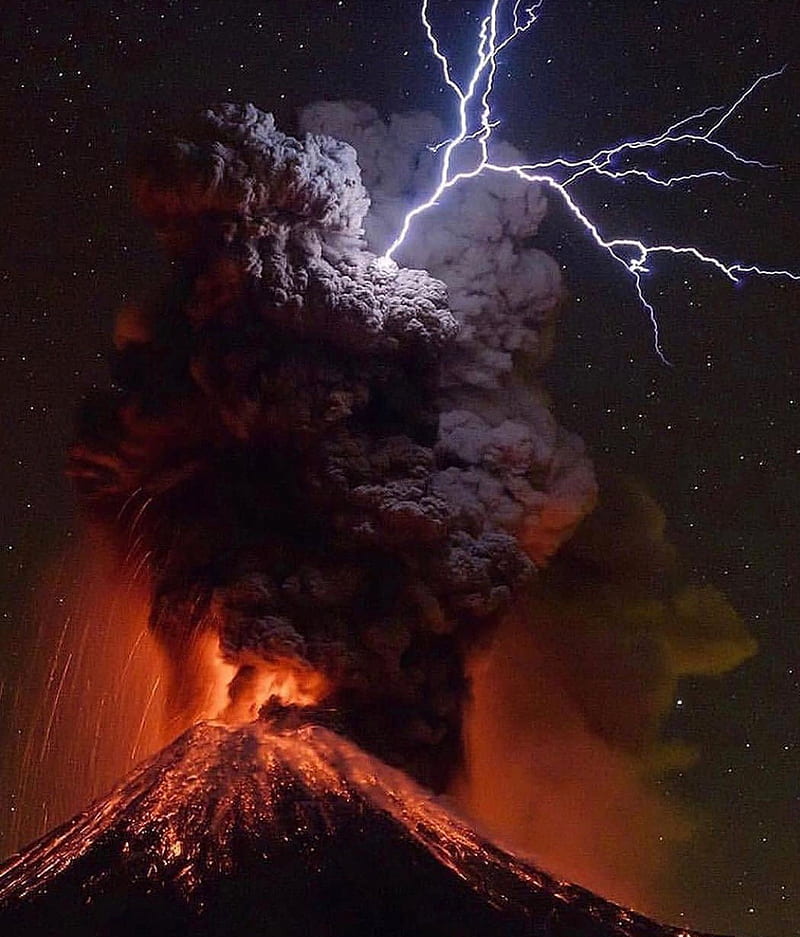 Volcano, lightning, HD phone wallpaper