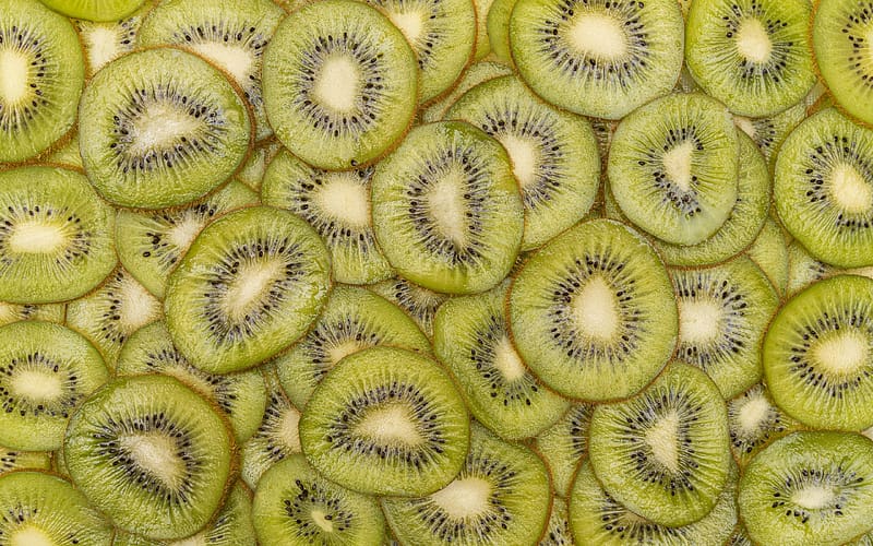 Kiwi slices, green, exotic, kiwi, texture, fruit, slice, vara, pattern, summer, HD wallpaper