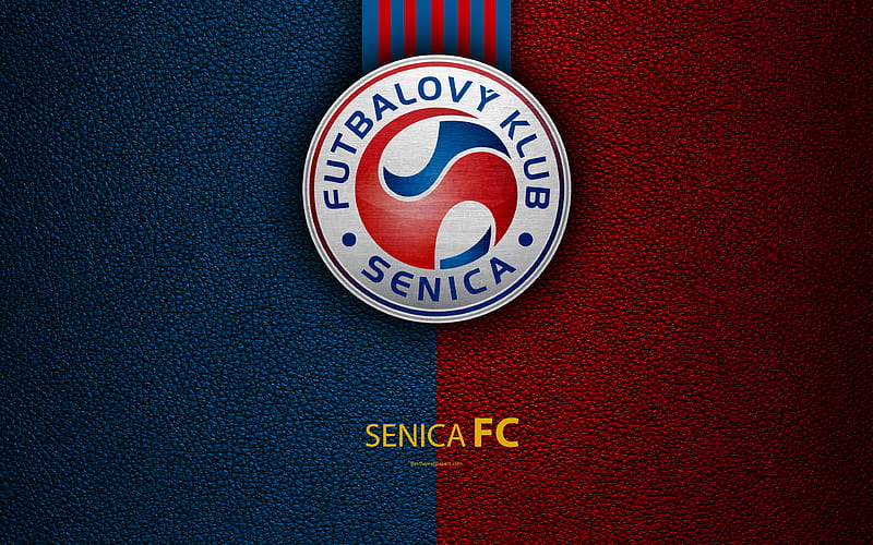 FC Senica Slovak football club, logo, leather texture, Fortuna liga, Senica, Slovakia, football, HD wallpaper