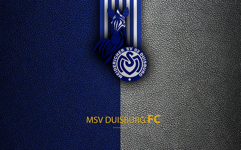 MSV Duisburg leather texture, German football club, logo, Duisburg, Germany, Bundesliga 2, second division, football, HD wallpaper