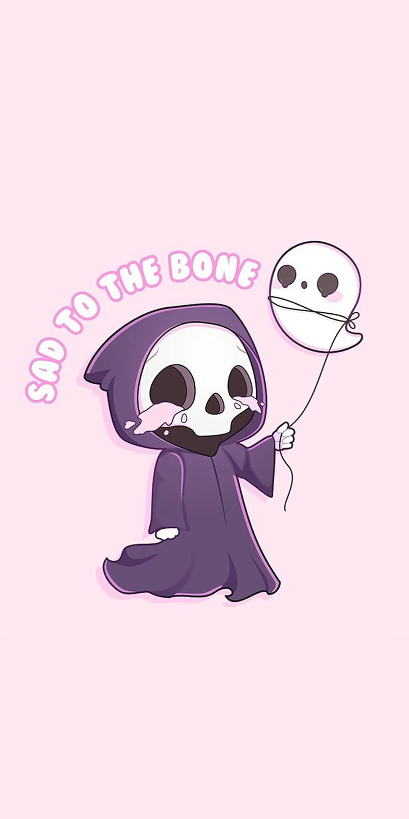 Sad to the Bone, adorable, chibi, cute, death, edgy, funny, skeleton, HD phone wallpaper